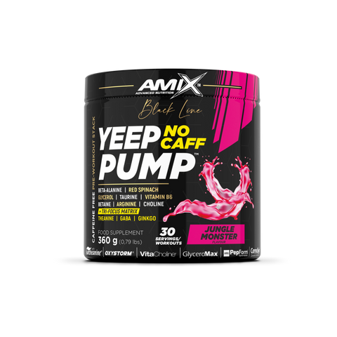 Pre-entreno Yeep Pump Sin Cafeína 360gr – Black Line & YEEP PUMP NO CAFF 360 GR Jungle Monster