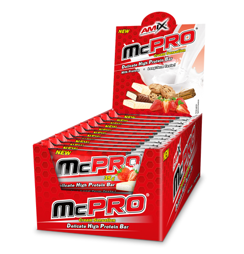 McPRO PROTEIN BAR 24*35 GR Cookie-crema & McPRO PROTEIN BAR 24*35 GR Fresa-yogurt