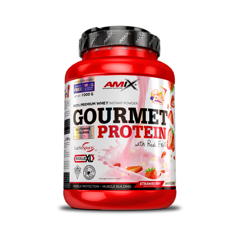 Proteína Gourmet Protein – Amix™ & GOURMET PROTEIN 1 KG Fresa-choco blanco