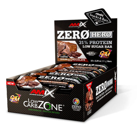 ZERO HERO PROTEIN BAR 15*65 GR Doble-chocolate